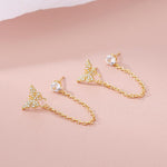 El Regalo Butterfly Chain Cuff Earrings for Women | CZ Diamond Stud & Butterfly Ear Cuff Linked Earrings | Long Chain Cartilege Earrings for Girls | Trendy Party Fashion Jewelry