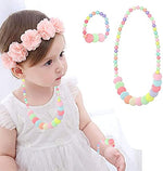 El Regalo 3Pairs Kids Necklace & Bracelet Jewelry Set Combo- Kids Colorful Jewelry Sets | Princess Colorful Acrylic Beads Stretch Necklace Bracelet Set for Kids Baby Toddler Girls (Set Option-5)