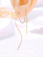 El Regalo Stainless Steel Ati Tarnish- NO RUST Earrings- Rose Gold Plated Stainless Steel Cute Stud Earrings for Women/Girls (Wave Threader Earrings)