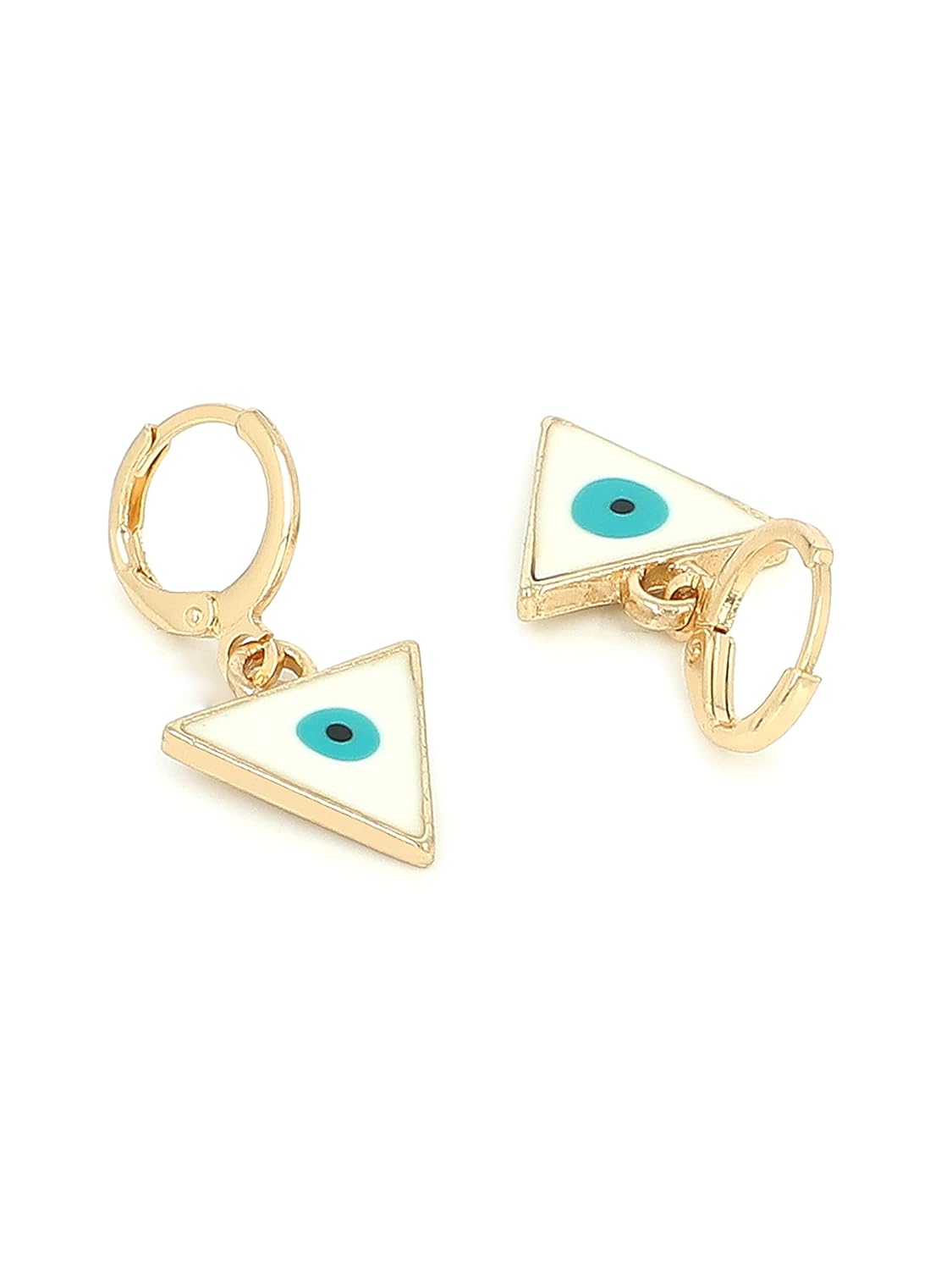 El Regalo 2 Pairs Evil Eye Enameled hypoallergenic Hoop Earrings - Gold Plated Dainty Evil Eye Fashion Earrings for Girls & Women (Option-3)