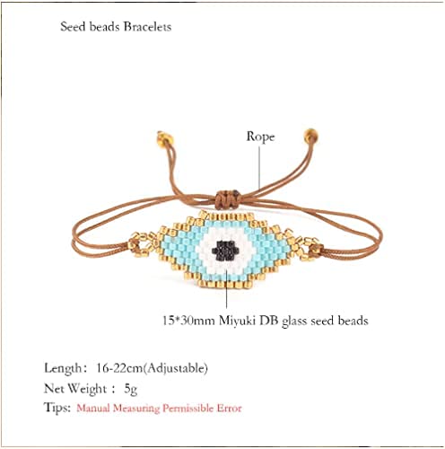 El Regalo Evil Eye Japanese Miyuki Seed Beads Lucky Unisex Bracelet | Handmade 100% Authentic Japanese Miyuki Seed Beads Bracelets (Pink)
