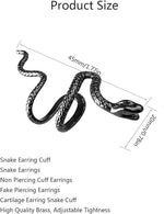 El Regalo 1PC Snake Cuff Wrap Earrings for Women & Girls- Snake Punk Retro Climber Ear Cuff - No Piercing Cartilage Ear Cuff Earrings for One Ear (Black)