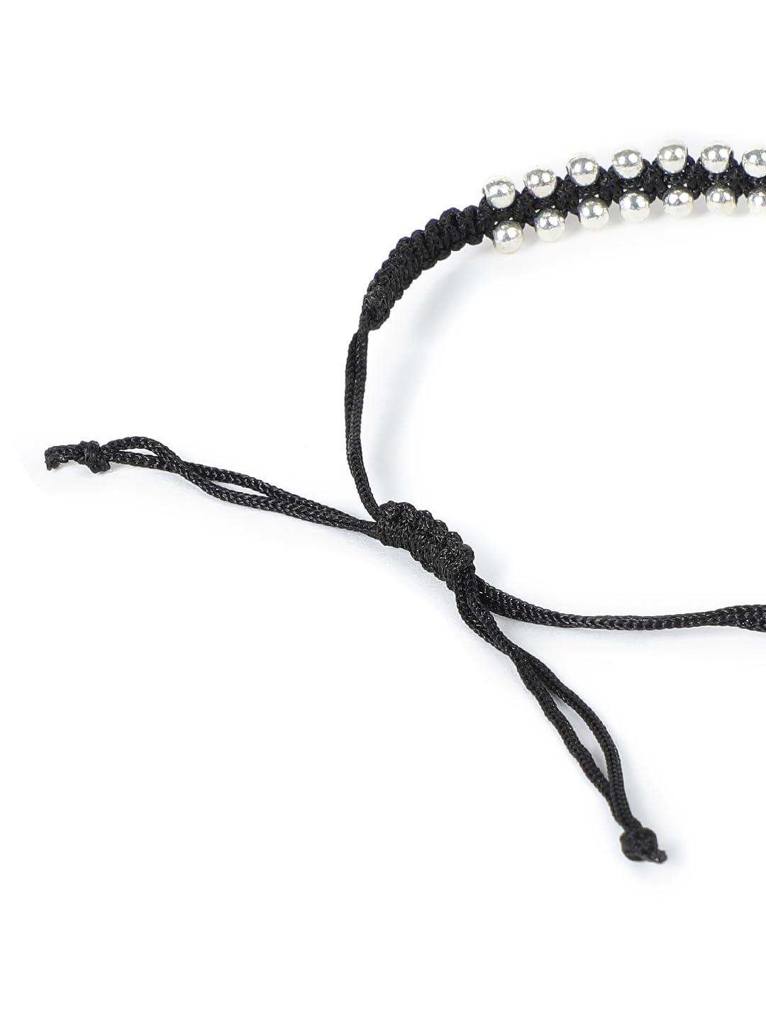 El Regalo Hand Woven Evil Eye Unisex Bracelet - Handmade with Golden & Silver Beads (Silver Black)