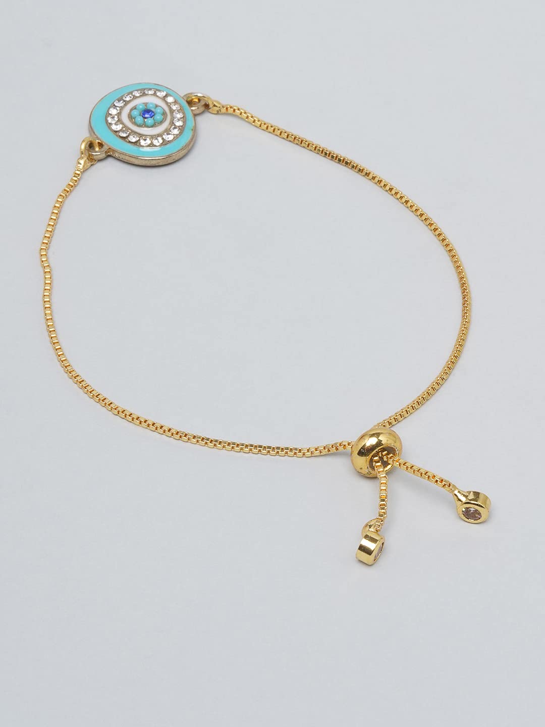 El Regalo 1PC Evil Eye Adjustable Bracelet for Girls & Women- Zircon Evil Eye Chain Bracelet- Valentines Day Gift for Her (Firozi Evil Eye)