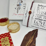 El Regalo Elegant Rudraksha Rakhi for Bhaiya/Bhabhi/Niece/Nephew Lord Shiva Mediation Rudraksha Bracelets Rakhi with shagun, Rakhi Card in Gift Box