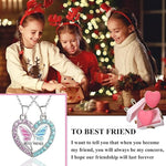 El Regalo 2PCs BFF Magnetic Heart Best Friend Pendant Necklaces for Girls - BF Best Friends Jewelry ift for Besties Birthday/Friends Day/Valentines day (BF Butterfly)