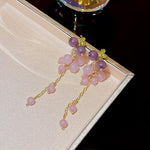 El Regalo Purple Grape Bunches Crystal Bead Drop Earrings for Girls & Women- Handmade Acrylic Fruit Dangle Drop Fashion Earrings (Grapes Tassel)