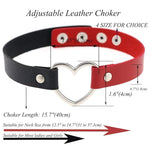El Regalo Vintage PU Leather Love Heart Choker Necklace for Girls/Women- Western Gothic Punk Collar Choker Necklace (Red & Black)