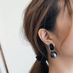 El Regalo 1 Pair Glossy Pearl Stud Earrings for Girls & Women- Pearl Statement Earrings (Black)