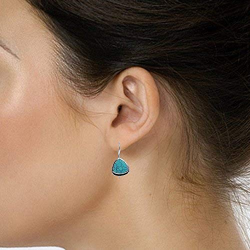 El Regalo 925 Silver Plated with Rose Quartz Antique Earrings for Women, Silver