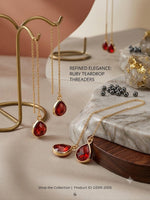 El Regalo Gorgeous Faceted Crystal Drop Threader Earrings for Girls & Women- Fancy, Delicate Sui Dhaga Threader Earrings (Red)