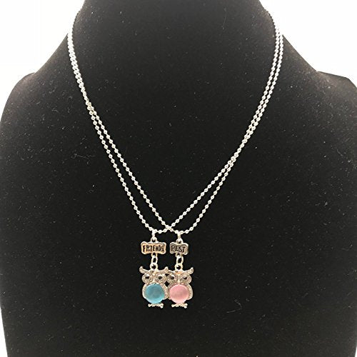 El Regalo 2 PCs Best Friends Owls Charm Unisex Necklaces | Friendship Jewelry for Girls & Boys