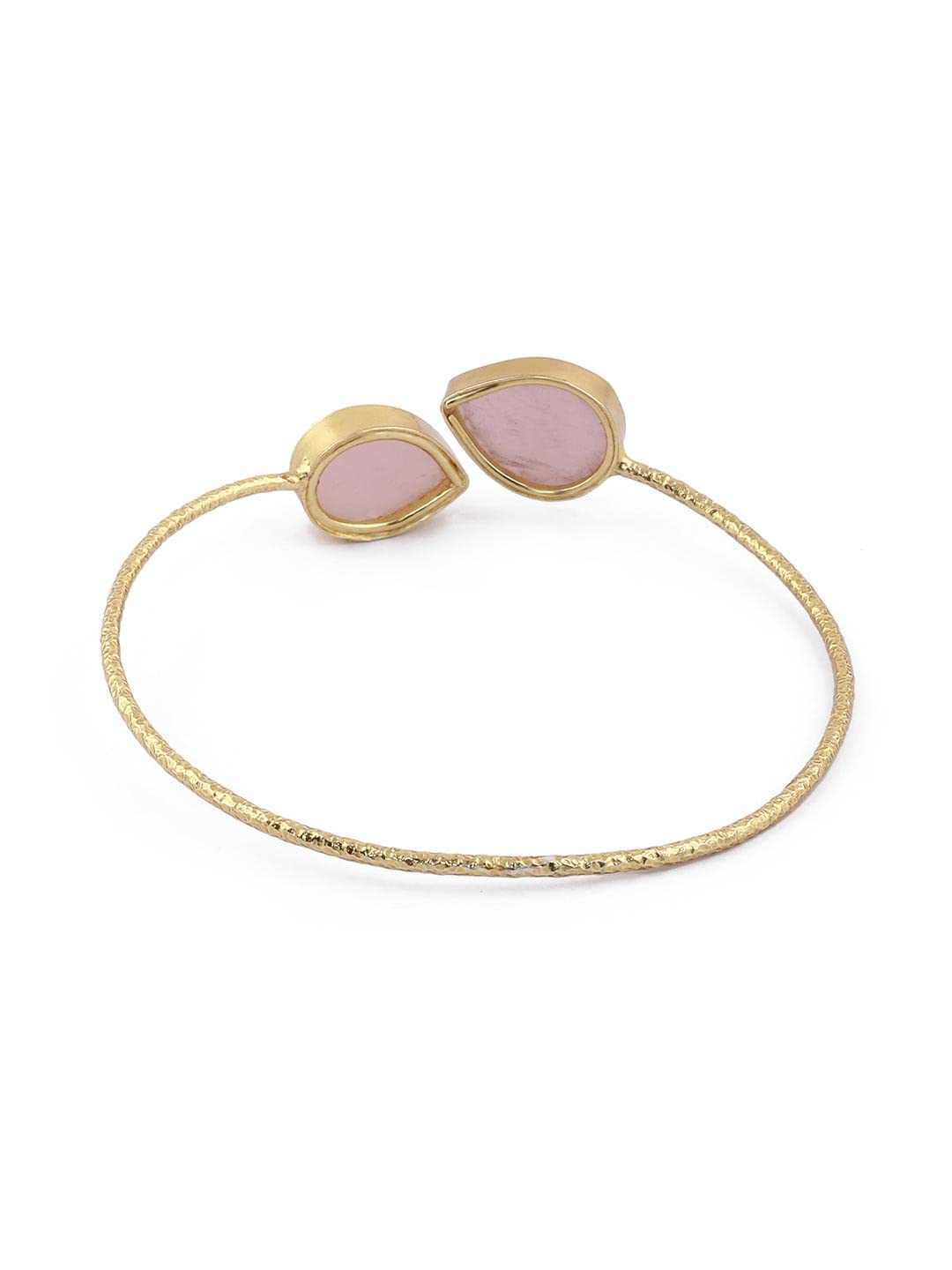 El Regalo Gold Plated Gemstone Cuff Bracelets for Women Natural Raw Rough Quartz Healing Crystal Cuff Bracelet Bangle (Rose Quartz)