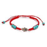 El Regalo Lucky Kabbalah Blue Turkish Evil Eye Red Macrame Thread Rakhi for Your Brother's Protection from Buri Nazar (Hamsa Turquoise Evil Eye)