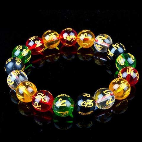 El Regalo Unisex Om Mani Padme Hum Carved Healing Meditation Stretchable Bracelet (Beads 8MM)