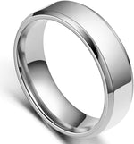 El Regalo Solid Stainless Steel 6mm Plain Classic Band Ring Comfort-Fit for Men Women- Anti Tarnish/Waterproof Plain Dome Stacking Simple Rings Bands Thumb Finger Ring (Silver Flat, 21)