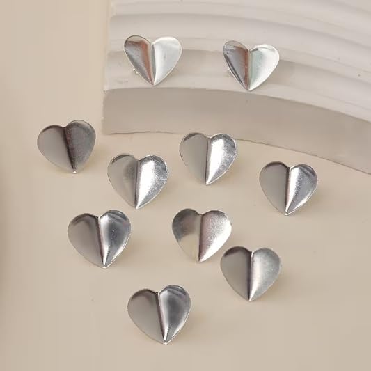 El Regalo 20 Pcs Gold & Silver Heart Small Matte Hair Claw Side Bangs Clips - Mini Hair Styling Tool & Hair Accessories for Women & Girls