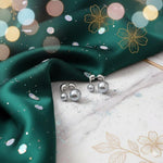 El Regalo Grey Pearl Front Back Ear Jackets Studs - Premium Silver-Plated Pearl Earrings
