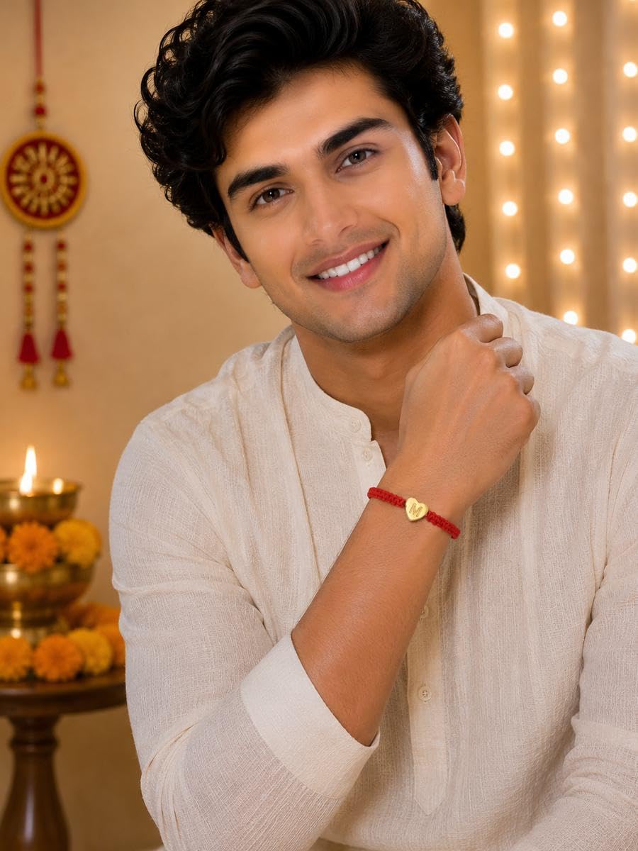 El Regalo Red Ethnic Rakhi Dori Unisex Rakhi-Adults - M letter