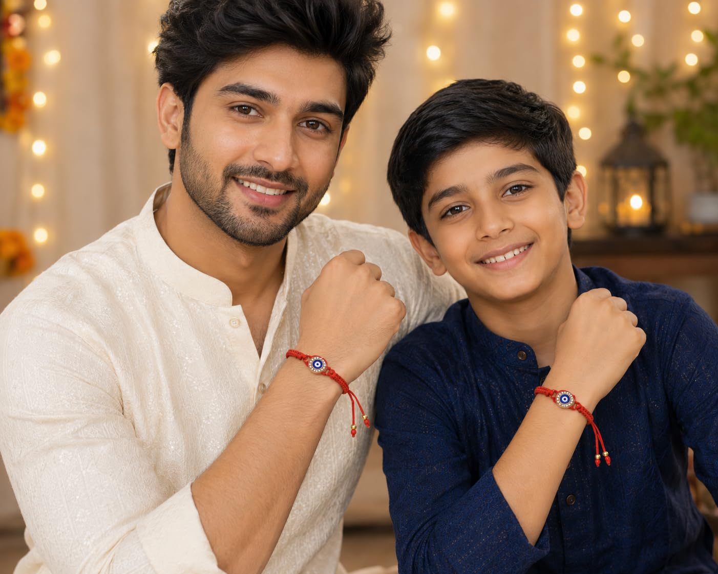 El Regalo 2PCs Rakhis for Brother- Evil Eye Rakhi Combo Set with 2 Rakhis, shagun Pack, Rakhi Message Card in Rakhi Gift Box (Option-1)