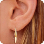 El Regalo Minimalist Long Arc Ear Threader Earrings for Women & Girls | Modern Sleek Curved Pull-Through Drop Western Earrings (Gold)