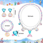 El Regalo 4-Piece Mermaid Princess Girls Kids Dress Up Jewelry Gift Set - Mermaid Shell Necklace, Bracelet, Earrings, Ring Pearl Gifts for Girls/Toddlers/Kids (Blue)