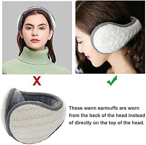 El Regalo 1PC Unisex Warm Knit Earmuffs- Winter Outdoor Fur Earwarmer, Foldable, Adjustable Wrap Ear Warmer for Girls/Boys/Men/Women (White)