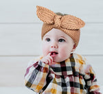 El Regalo 2 PCs Turban Wool Headband - Warm Rabbit Knot Hair Band, Knit Head Wrap for Baby Girls Newborns and Toddlers (Beige & White)
