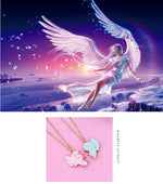 El Regalo 2 PCs Best Friend BFF Split Magnetic Matching Heart Wings Pendant Necklaces Set for Girls/Besties/Soul Sisters (BF Silver Heart Wings)