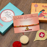 El Regalo Unisex-Adult 1 Pc Moli Rakhi For Bhaiya - Rakshabandhan Moli Charms Rakhi With Message Card & Roli Chawal Shagun In Rakhi Box (Om Moli Rakhi)