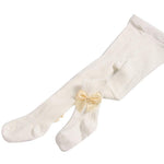 El Regalo 1 Pair Girls' Combed Cotton Bow Tights Pantyhose Leggings Stocking Pants | Party Bow Socks Stockings for Girls (White)