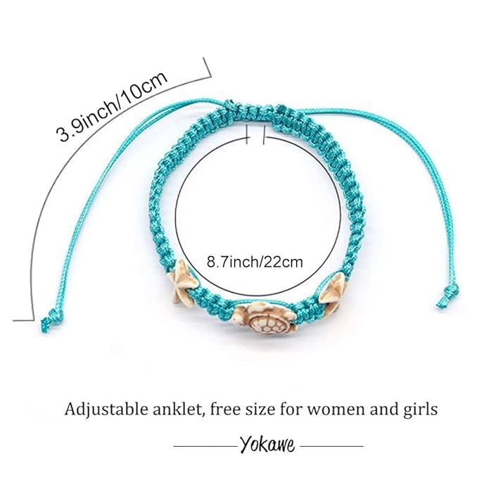 El Regalo One Leg Anklet - Thread Adjustable Beaded Bohemian Fashion Charm Anklets for Women & Girls | 1 Leg Anklets for Girls & Women (1 PC) (Turtle & starfish Beads Anklet)