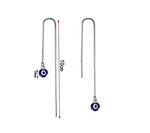 El Regalo Evil Eye Threader Earrings for Girls & Women | Blue Evil Eye Threader Long Drop Ear Line Dangle Earrings for Girls & Women