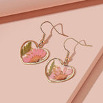 El Regalo Beautiful Transparent Heart Dried Flower Earrings for Women | Handmade Real Dried Floral Resin Dangle Earrings | Lightweight Bohemian Style Camellia Flower Earrings | Elegant Jewelry Gift (style-2)