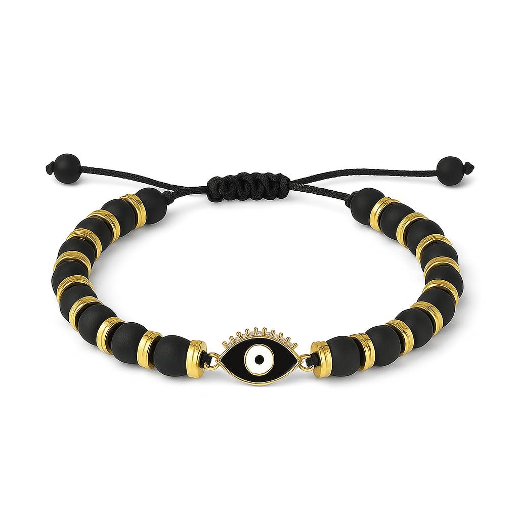 El Regalo Elegant Evil Eye/Hamsa Hand Rakhi for Brother- Beautiful Bracelet Rakhi for Bhai with Roli Chanwal, Message Card in Rakshabandhan Box (Evil Eye)