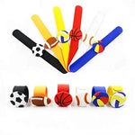 El Regalo 2 PCs Sport Ball Themed Party Football Wristbands for Kids Boys & Girls | Silicon Wrist Slap Bands with Removable Sport Balls Charms for Fun Kids Party Favors (Red & Yellow)