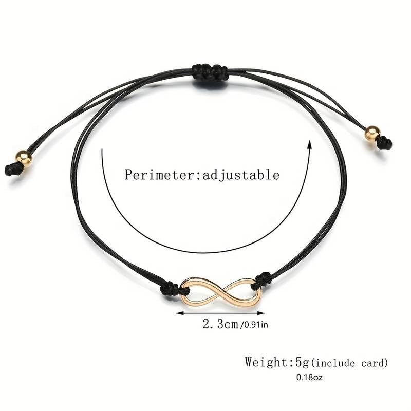 El Regalo 1 PC Infinity Charm Thread Adjustable Anklet for Girls & Women - Minimilist Infinity 1 Leg Anklet (Gold)