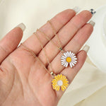 El Regalo 2 PCs White & Yellow Daisy Flower Pendant Necklace for Kids/Girls/Teens & Women- Gift for Her