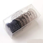 El Regalo 9 Pcs Spiral Hair Ties, No Crease Coil Ties, Phone Cord Ties for Thick Hair - Ponytail Holder Elastics for Kids/Girls/Women (Black Grey Shades)