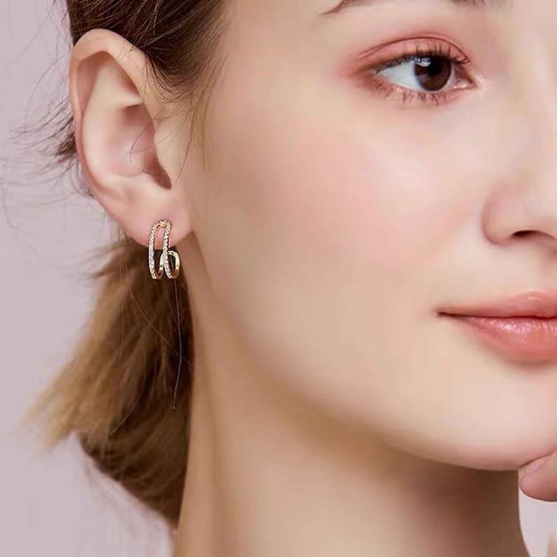 El Regalo Zircon Pearl Earrings- 4 in 1 Pearl Earrings - 4 Ways Pearl Earring for Girls & Women