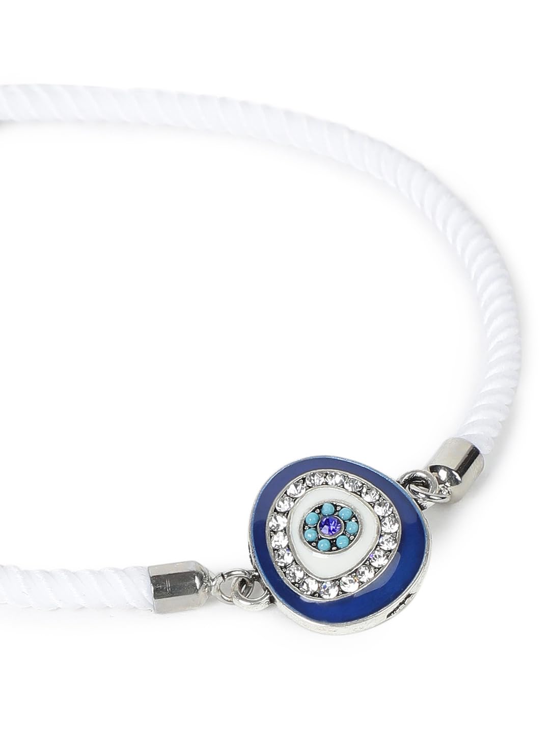 El Regalo 2PCs Designer Evil Eye CZ Rakhi Combo Set for Brothers/Bhaiya-Bhabhi/Brother-Nephew with Roli Chawal, Rakhi Message Card in Rakhi Gift Box (Blue & Pink)
