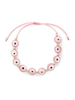 El Regalo Lucky Evil Eye Handwoven Adjustable Unisex Bracelet for All- Protection Lamp-work Glass Beads Evil Eye Bracelets for Kids/Teens/Girls/Boys/Men/Women (Love Pink Evil Eye Bracelet)