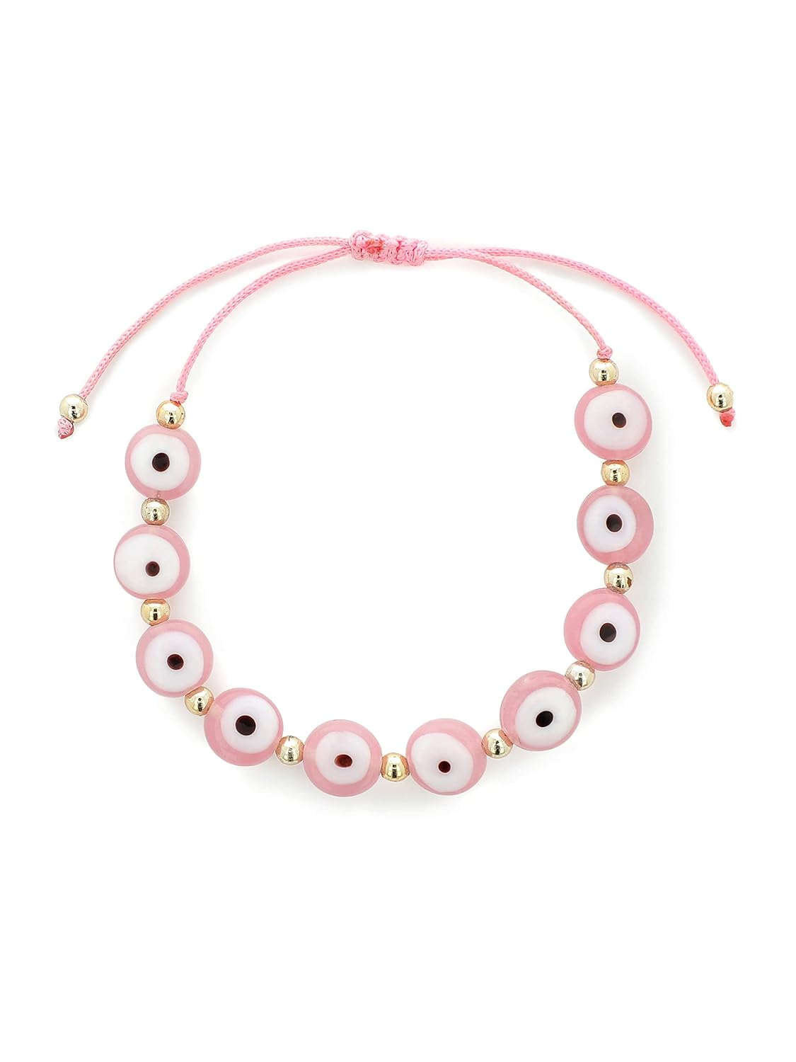 El Regalo Lucky Evil Eye Handwoven Adjustable Unisex Bracelet for All- Protection Lamp-work Glass Beads Evil Eye Bracelets for Kids/Teens/Girls/Boys/Men/Women (Love Pink Evil Eye Bracelet)