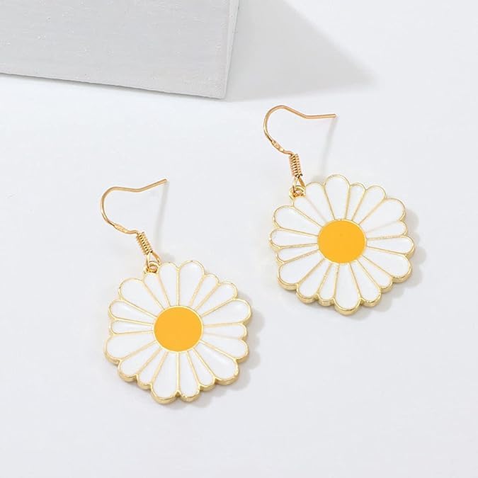 El Regalo 1 Pair Daisy Flower Earrings for Girls & Women- Cute Flower Earrings (Style-7)