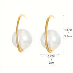 El Regalo Western Pearl Earrings- Delicate Glossy C Shaped Pearl Hoop Earring- Elegant Vintage Style Earrings for Girls & Women (White Pearl)