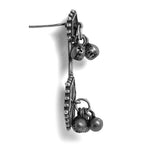 El Regalo Oxidized Brass Retro Earrings for Girls & Women: Silver Lookalike Indian Traditional Studs Earrings in Antique Silver Finish