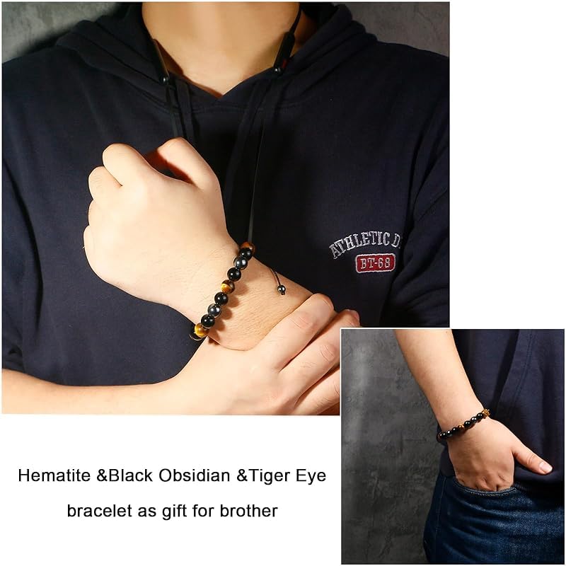 El Regalo "To My Brother Bracelet Rakhi for Bhai- Natural Beads Tripple Protection Handmade Bracelet Rakhi with Message Card, Roli Chawal in Rakhi Box