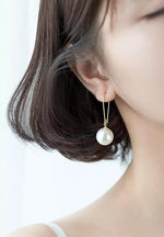El Regalo Fancy Pearl Earrings- Golden Pearl Tassel Long Statement Earrings for Girls & Women (Round Pearl Hook)