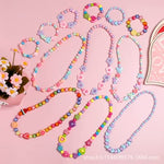 El Regalo 2 PCs Kids Girls Colorful Jewelry Sets - Kids Candy Color Beads Necklace & Bracelets Jewelry Sets for Girls & Toddlers (Colorful Butterfly Set)