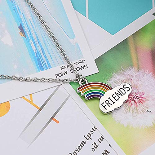 El Regalo Unisex Rainbow 2 PCs Best Friend Pendant Necklace for Besties | Gift for Friends/Siblings/Couples